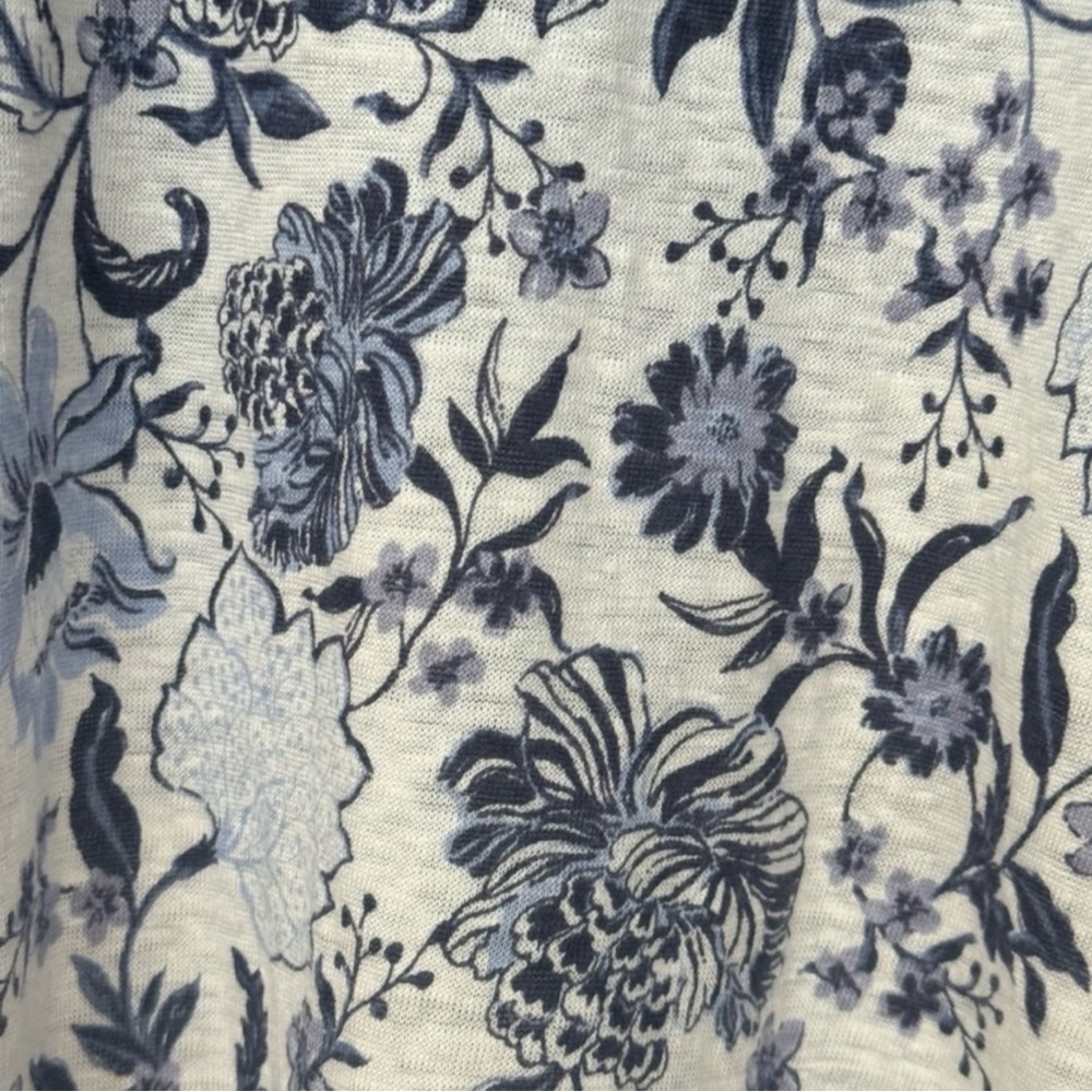 RACHEL ZOE 100% Linen Floral T-Shirt Top in Blue/Gray Size 1X — GORGEOUS!!! - Picture 6 of 10